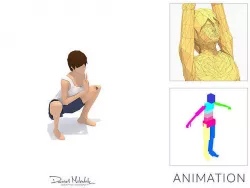 Garland Pose Yoga Exercise Woman Animation Low-poly 3D model