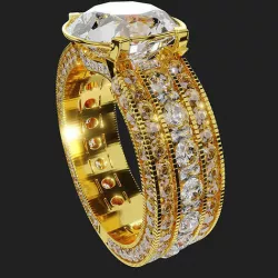 Gold Halo Engagement Ring 3D model