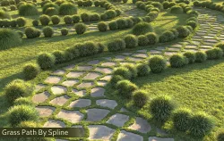 Grass Path By Spline 3D model