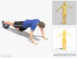 Grasshoper PushUps Exercise Man Animation Low-poly 3D model