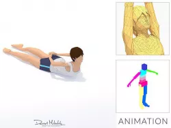 Half Locust Yoga Exercise Woman Animation Low-poly 3D model