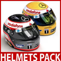 Helmet F1 2007 Fernando Alonso and Lewis Hamilton 3D model