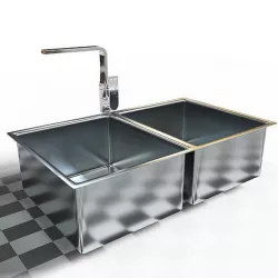 Kubika sink mixer - Everhard squareline double bowl sink  3D model