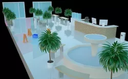 Low-poly isometric Lobby of a shopping mall Low-poly 3D model