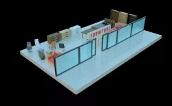 Low-poly isometric shopping mall floor with furniture shop Low-poly 3D model