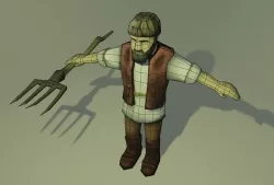 Lowpoly farmer with a pitchfork Low-poly 3D model