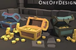 Lowpoly Treasure Chests - Animated Stylized Cartoon Game Asset Low-poly 3D model