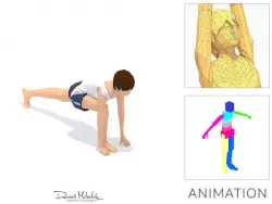 Lunge Yoga Exercise Woman Animation Low-poly 3D model
