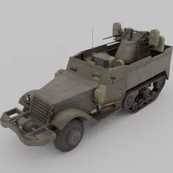 M16 MGMC meat chopper AA Gun Halftrack  Low-poly 3D model