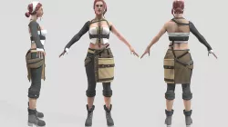 Medieval Female Forger Character Low-poly 3D model