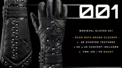 Medieval Gloves 001  Low-poly 3D model
