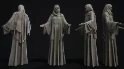 Nun statue  Low-poly 3D model
