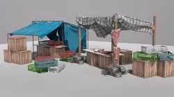 Old Market Stall Low-poly 3D model
