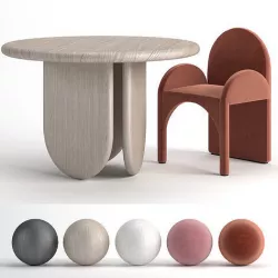Paddle Table and Cuff arc armchair 3D model