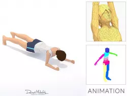 Plank  Yoga Exercise Woman Animation Low-poly 3D model
