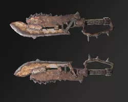 Postapocaliptic brutal sword PBR Low-poly 3D model