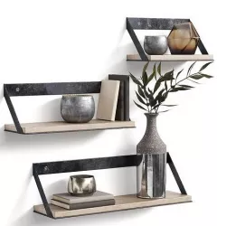 Pottery Barn Trenton Aged Wood And Iron Shelves 3D model