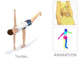 Pyramid 2  Yoga Exercise Woman Animation Low-poly 3D model