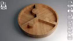 Round Shaped Puzzle Tray 3 pieces - 3D STL and vector files 3D model