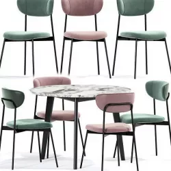 Roxanne Round Dark Wood Dining Table 3D model
