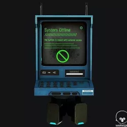 SCIFI Desk Computer Low-poly 3D model