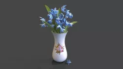 Scilla snowdrop blue flower bouquet in vase 3D model