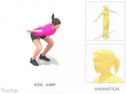 side jump Exercise Woman Animation Low-poly 3D model