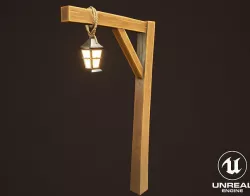 Stylized Western Lamp Post Low-poly 3D model