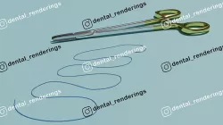 Suture forceps and needles with sutures 3D model