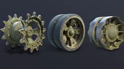 T-55 Tank Wheels Set Low-poly 3D model