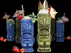TIKI glasses with cocktails 2 3D model
