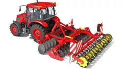 Tractor with Compact Disc Harrow 3D model