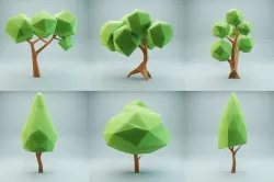 Tree set Low-poly 3D model Low-poly 3D model