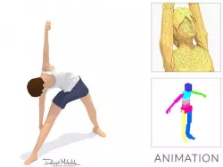 Triangle Pose  Yoga Exercise Woman Animation Low-poly 3D model
