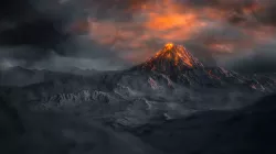 Volcano with Summer and Winter Textures Low-poly 3D model