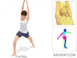 Warrior 1 Yoga Exercise Woman Animation Low-poly 3D model