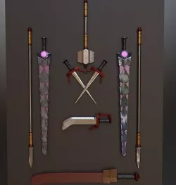 Weapons - Sword Dagger Spear Axe 3D Low-poly 3D model