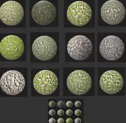 12 Damaged Rough Concrete Surfaces PBR Texture Moss and stone Texture