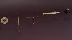 A set of medieval weapons and armor Low-poly 3D model