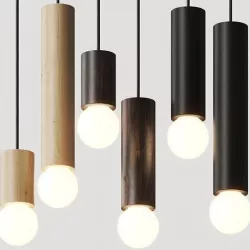Allied Maker Wood Cylinder Pendant Lamps 3D model