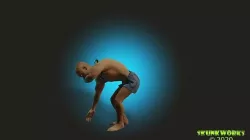 Asian Thug Sliding Animation Low-poly 3D model