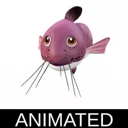 Black Eel tail Cat Fish Cartoon Style Animated Low-poly 3D model