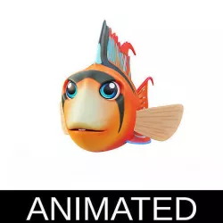 Bolivian Butterfly Fish Cartoon Style Animated Low-poly 3D model