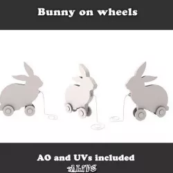 Bunny on wheels Low-poly 3D model