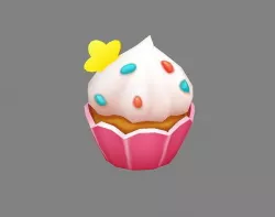 Cartoon cupcake ice cream Low-poly 3D model