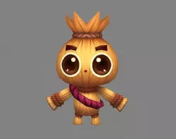 Cartoon Scarecrow - Dummy - straw man Low-poly 3D model