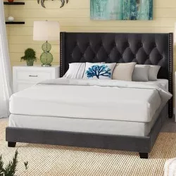 Charcoal Gray Anner Tufted Upholstered Standard Bed 3D model