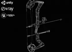 Compound Bow Black Low-poly 3D model