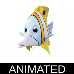 Copper band Butterfly Fish Cartoon Style Animated Low-poly 3D model