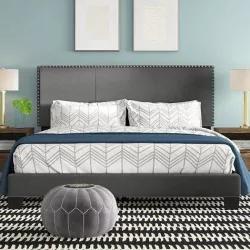 Dark Gray Burrus Upholstered Low Profile Standard Bed 3D model